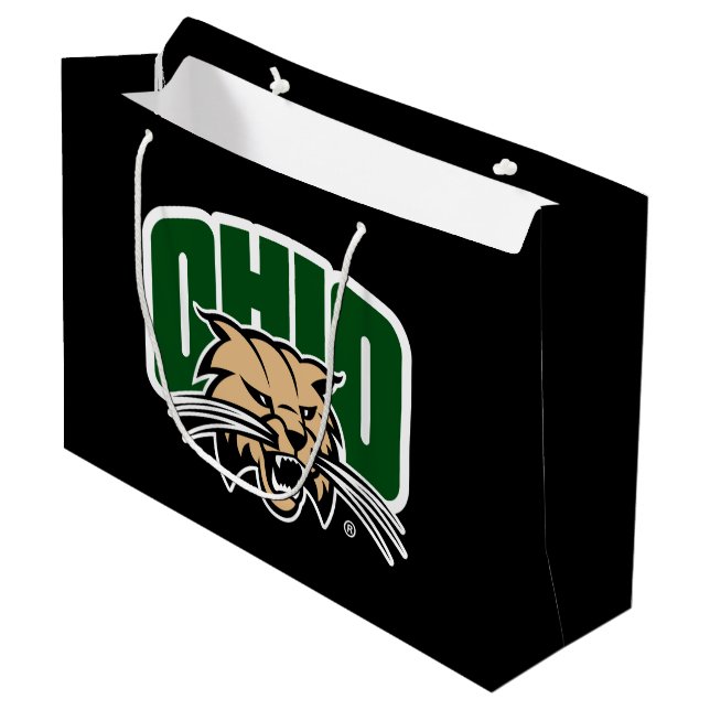 Ohio Bobcat Logo Large Gift Bag (Front Angled)