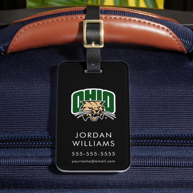 Ohio Bobcat Logo Luggage Tag (Front Insitu 2)