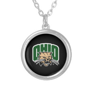 Ohio Bobcat Logo Silver Plated Necklace