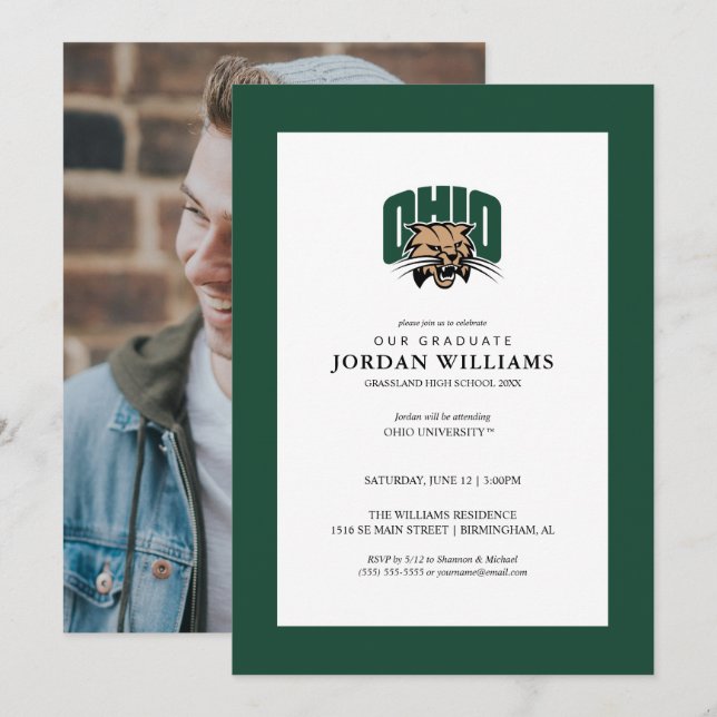 Ohio Bobcats Logo | Ohio University Graduation Announcement (Front/Back)