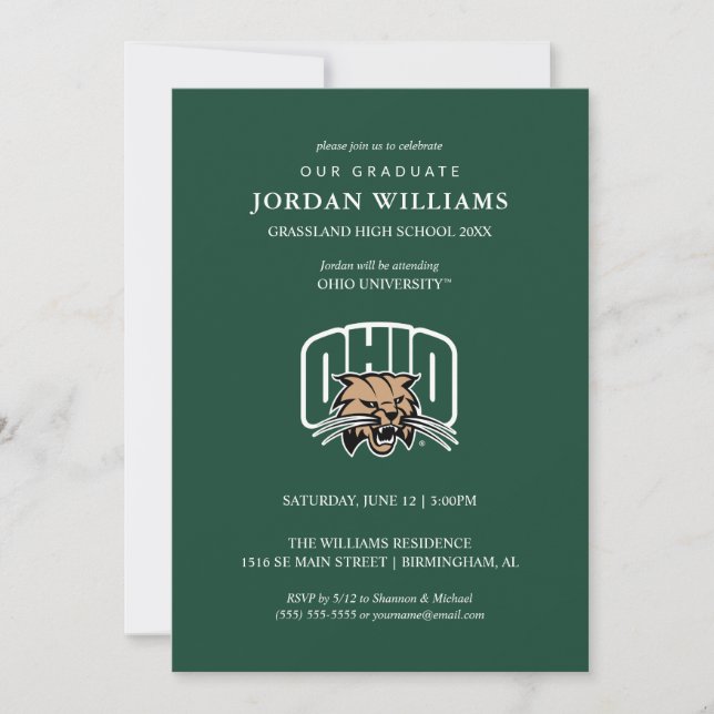 Ohio Bobcats Logo | Ohio University Graduation Announcement (Front)