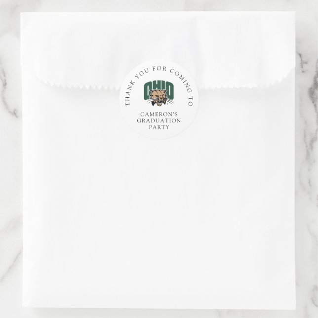 Ohio Bobcats Logo | Ohio University Graduation Classic Round Sticker (Bag)