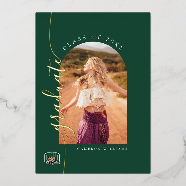 Ohio Bobcats Logo | Ohio University Graduation Foil Invitation (Front)