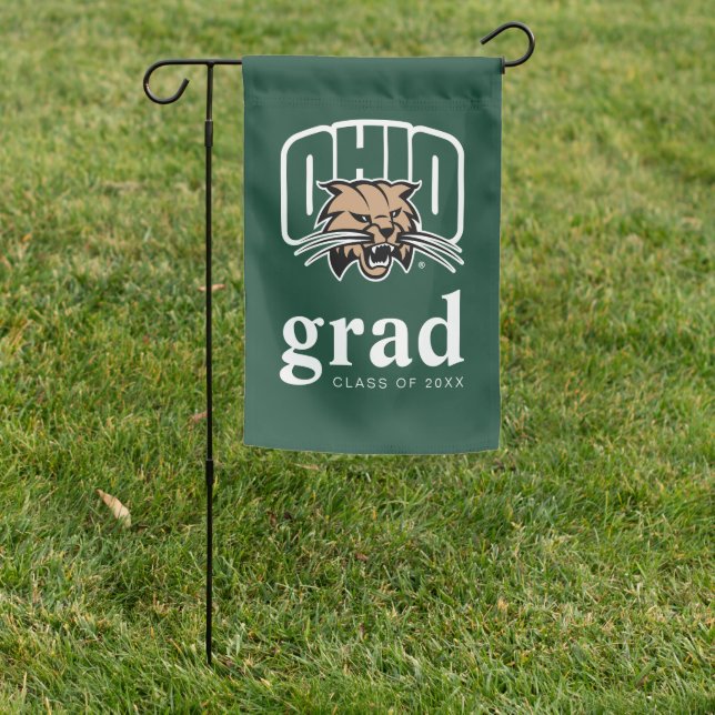 Ohio Bobcats Logo | Ohio University Graduation Garden Flag (In SItu)