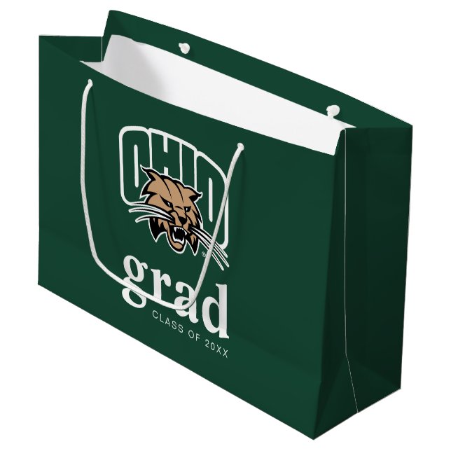 Ohio Bobcats Logo | Ohio University Graduation Large Gift Bag (Front Angled)