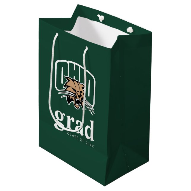 Ohio Bobcats Logo | Ohio University Graduation Medium Gift Bag (Front Angled)