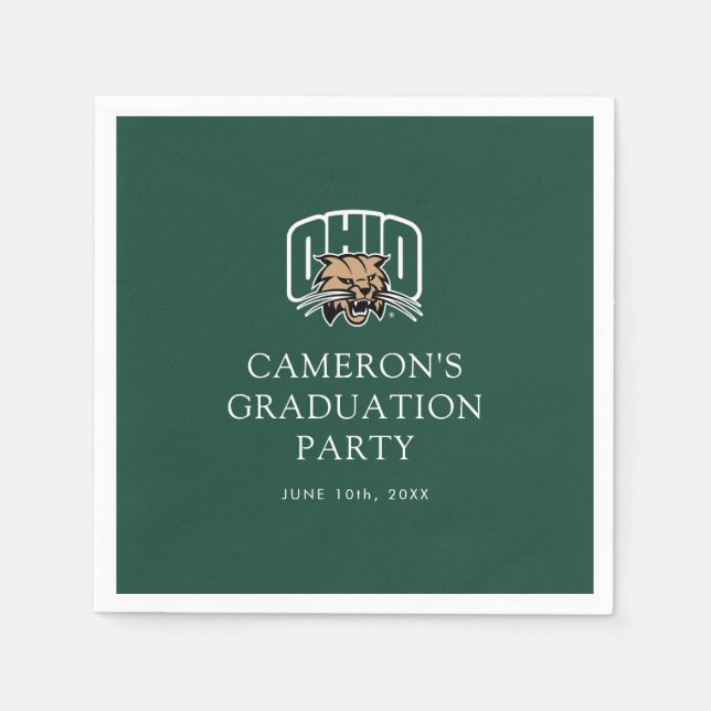 Ohio Bobcats Logo | Ohio University Graduation Napkins (Front)