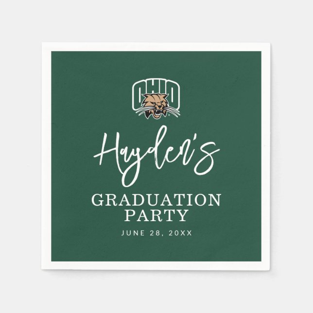 Ohio Bobcats Logo | Ohio University Graduation Napkins (Front)