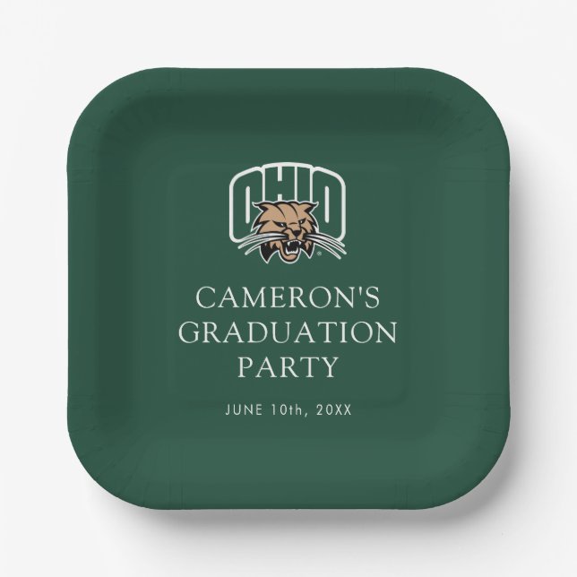 Ohio Bobcats Logo | Ohio University Graduation Paper Plates (Front)
