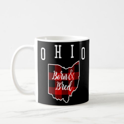 Ohio Born And Bred Buffalo Plaid State Shape Souve Coffee Mug