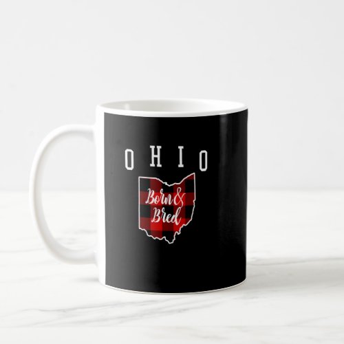 Ohio Born And Bred Buffalo Plaid State Shape Souve Coffee Mug
