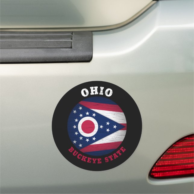 OHIO BUCKEYE STATE FLAG CAR MAGNET (In Situ)