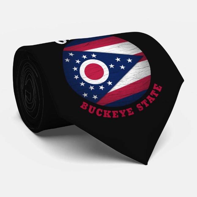 OHIO BUCKEYE STATE FLAG NECK TIE (Rolled)