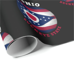 OHIO BUCKEYE STATE FLAG WRAPPING PAPER