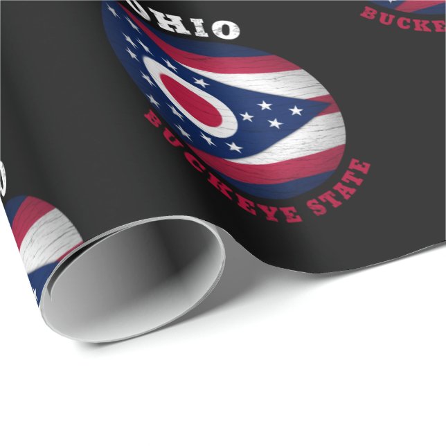 OHIO BUCKEYE STATE FLAG WRAPPING PAPER (Roll Corner)