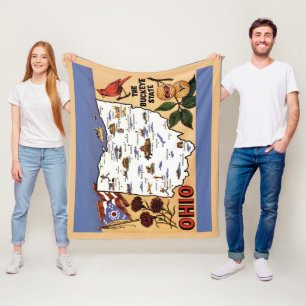 Ohio Buckeye State Fleece Throw Blanket