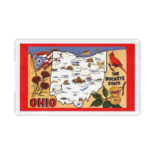  Ohio Buckeye State Postcard Acrylic Tray