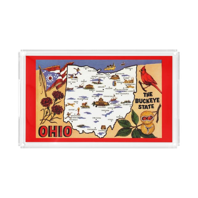  Ohio Buckeye State Postcard Acrylic Tray (Front)