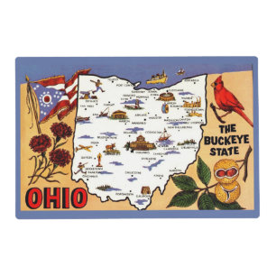 Ohio Buckeye State Postcard Placemat