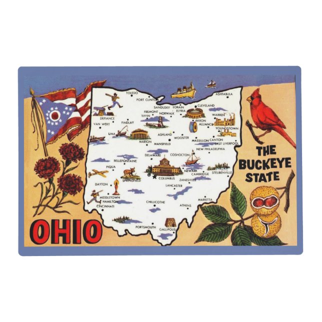  Ohio Buckeye State Postcard Placemat (Front)