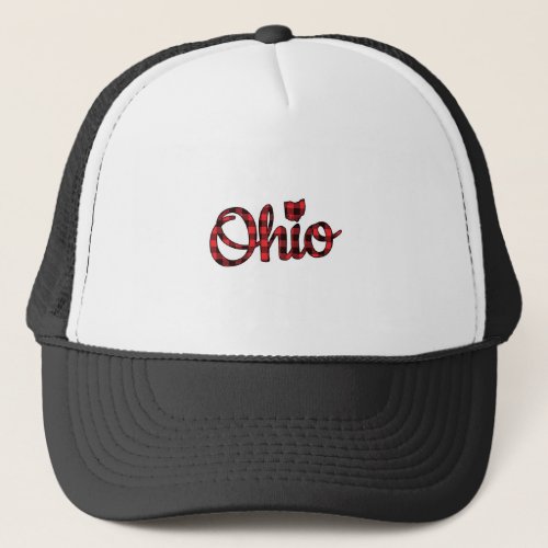 Ohio Buffalo Plaid Christmas Ohio Pride Buckeye St Trucker Hat