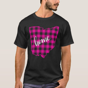 Ohio Buffalo Plaid Home State Country USA Hot Pink T-Shirt