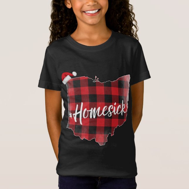 Ohio Buffalo Plaid #Homesick Christmas Santa Hat S T-Shirt (Front)