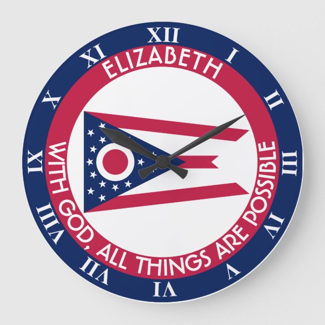 Ohio Burgee The Buckeye State Personalized Flag Large Clock (Front)
