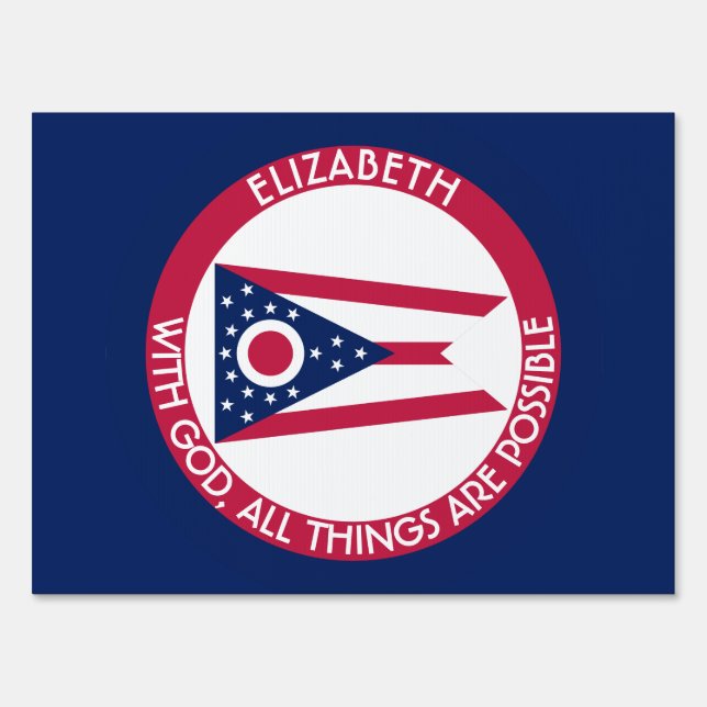 Ohio Burgee The Buckeye State Personalized Flag Yard Sign (Front)