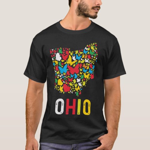 Ohio Butterfly map _ funny illistration art gift T_Shirt