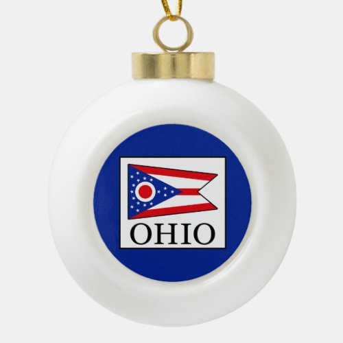 Ohio Ceramic Ball Christmas Ornament