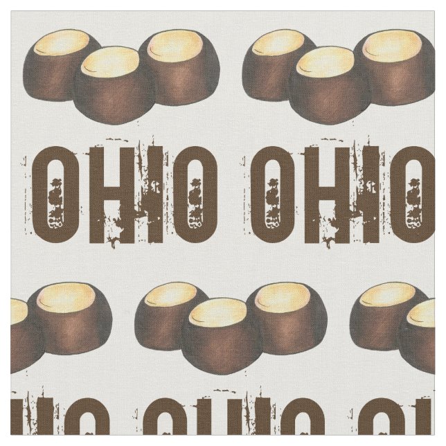 Ohio Chocolate Peanut Butter Buckeye Nut Candy OH Fabric (Close Up)