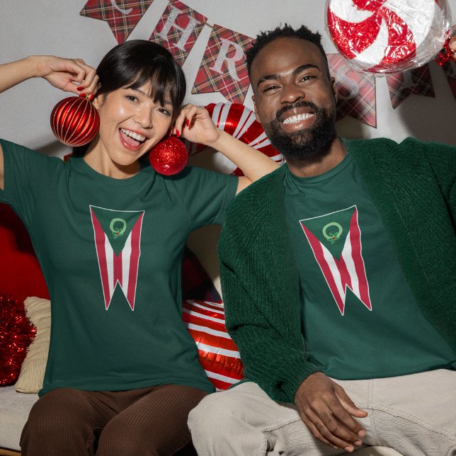 Ohio Christmas Buckeye State Flag Holiday T-Shirt (Ohio Christmas T-shirt features the flag of the state of Ohio with a few festive touches. )