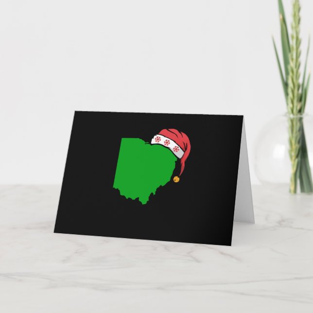 Ohio Christmas Cute Christmas Gift Green US State Card (Front)