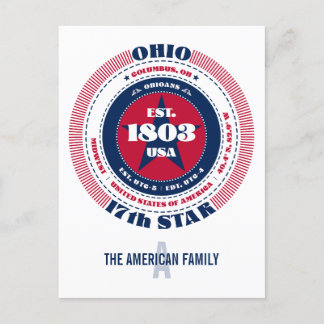 Ohio, Columbus, OH, Patriotic, Monogram Postcard