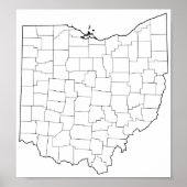 Ohio Counties Blank Outline Map Poster | Zazzle