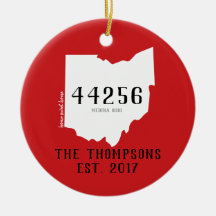 Ohio Custom Town Zip Christmas Ornament