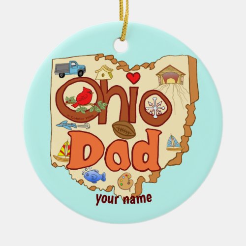 Ohio Dad custom name Ceramic Ornament