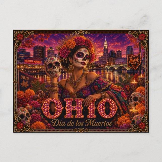 Ohio Día de los Muertos Retro Postcard (Front)