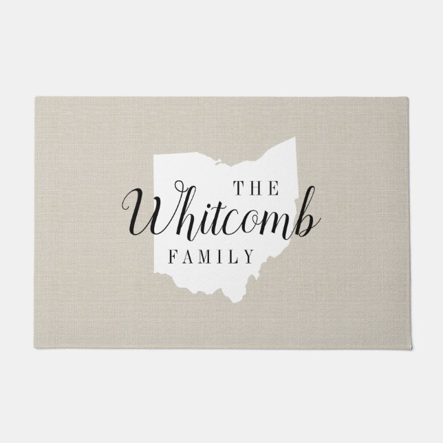Ohio Family Monogram State Doormat (Front)