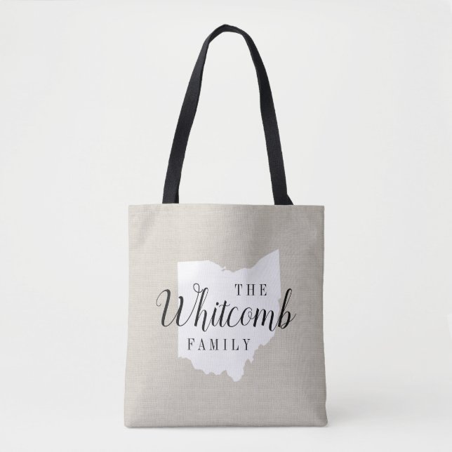 Ohio Family Monogram State Tote Bag (Front)