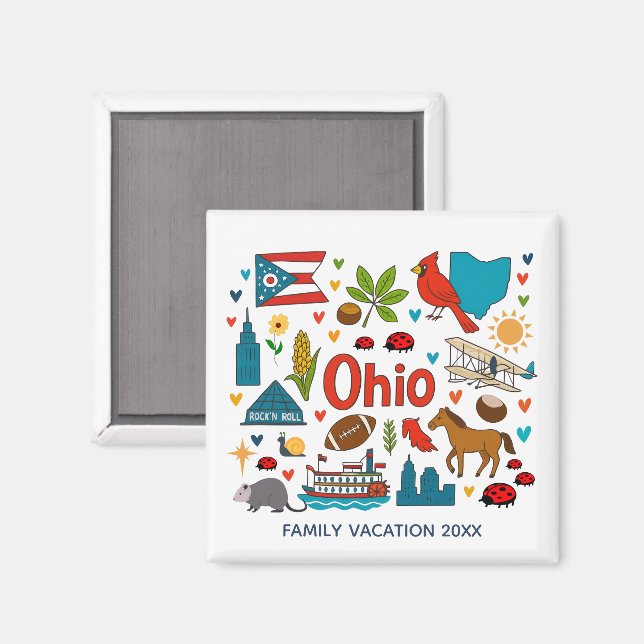 Ohio Family Trip Keepsake Personalized Magnet (Front/Back)