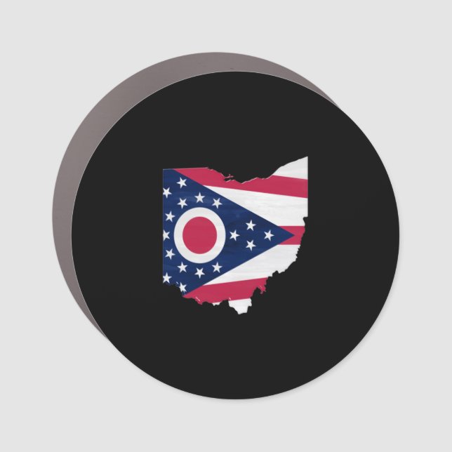 Ohio flag and map car magnet (Front)