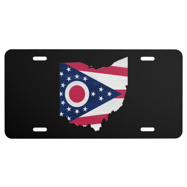 Ohio flag and map license plate (Front)