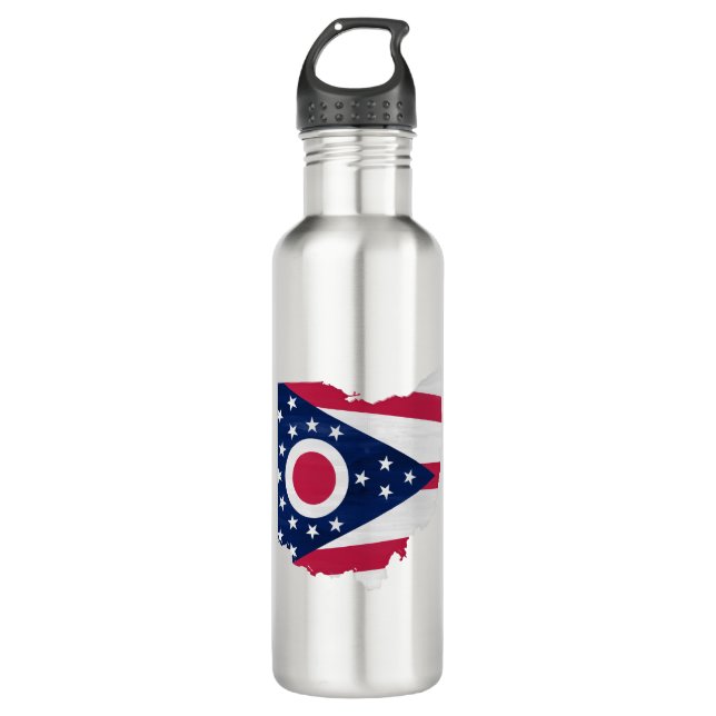 Ohio flag and map stainless steel water bottle (Front)