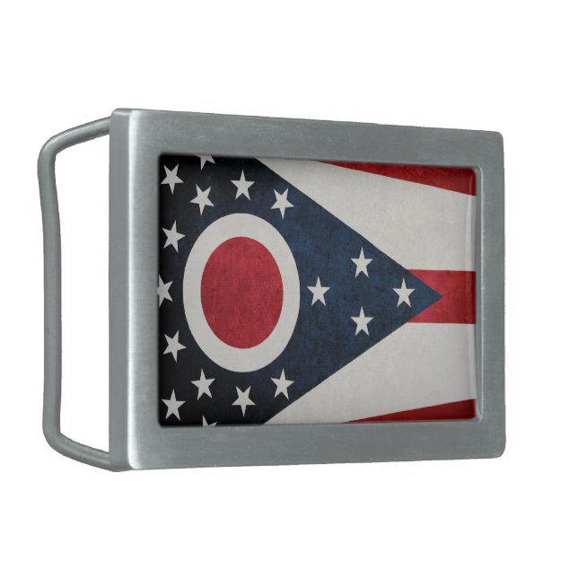 Ohio Flag Belt Buckle (Front Left)