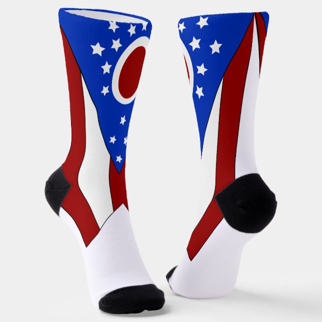 Ohio flag socks (Angled)