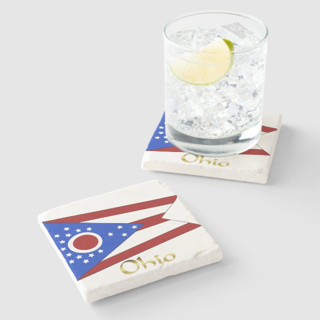 Ohio flag stone coaster (Side)