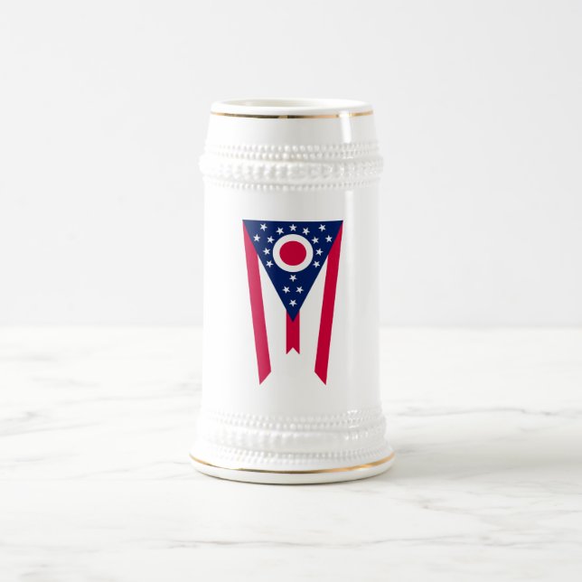 Ohio Flag: The Buckeye State Banner Beer Stein (Center)