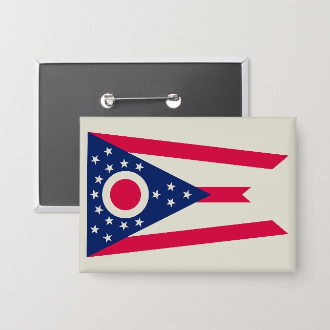 Ohio Flag: The Buckeye State Banner Button (Front/Back)